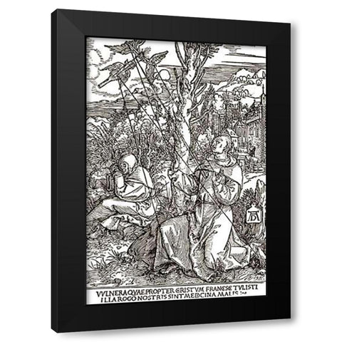 St Francis Black Modern Wood Framed Art Print with Double Matting by Durer, Albrecht