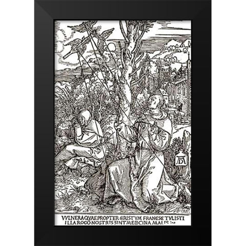 St Francis Black Modern Wood Framed Art Print by Durer, Albrecht
