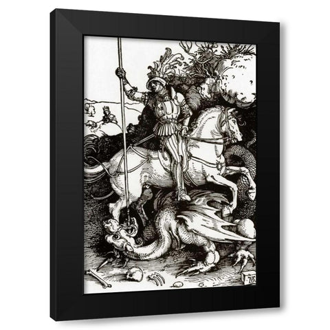 St George Black Modern Wood Framed Art Print with Double Matting by Durer, Albrecht