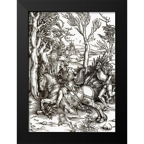 The Knight And The Landsknecht Black Modern Wood Framed Art Print by Durer, Albrecht