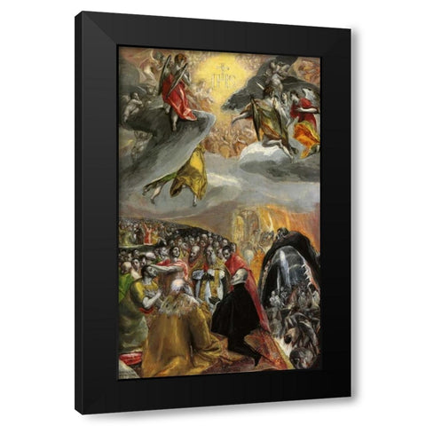 The Adoration Of The Name Of Jesus Black Modern Wood Framed Art Print with Double Matting by El Greco