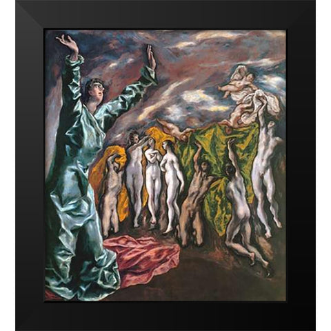 The Opening Of The Fifth Seal Black Modern Wood Framed Art Print by Greco, El