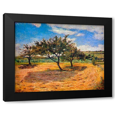 Apple Trees In Blossom Black Modern Wood Framed Art Print by Gauguin, Paul