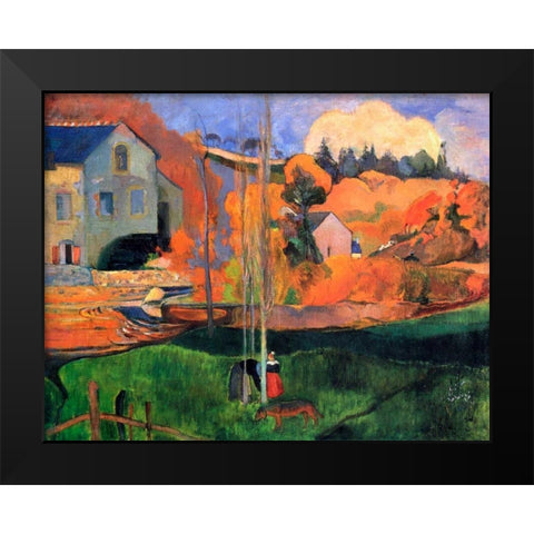 Britany Landscape Black Modern Wood Framed Art Print by Gauguin, Paul