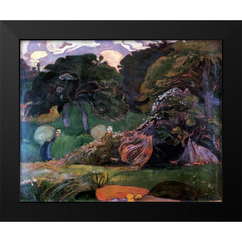 Brittany Landscape Black Modern Wood Framed Art Print by Gauguin, Paul