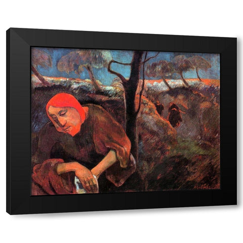 Christ In The Garden Of Olives Black Modern Wood Framed Art Print with Double Matting by Gauguin, Paul