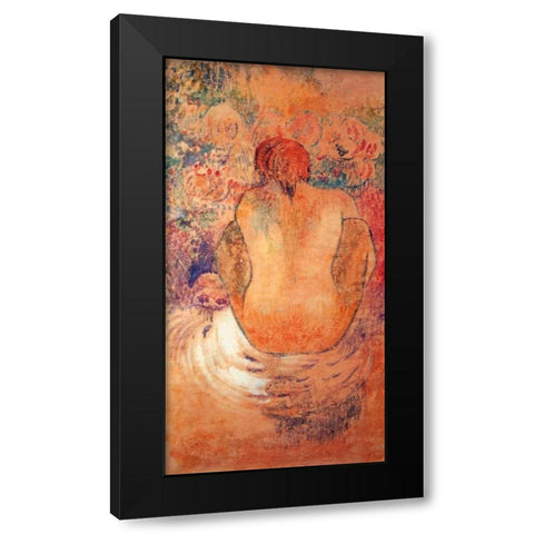 Crouching Marquesain Woman Seen From The Back Black Modern Wood Framed Art Print with Double Matting by Gauguin, Paul