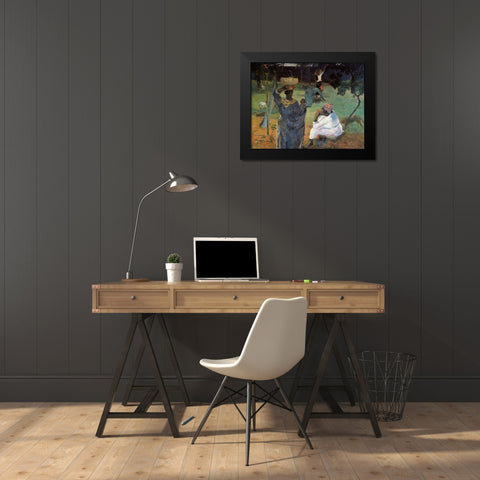 Gathering Fruit Black Modern Wood Framed Art Print by Gauguin, Paul