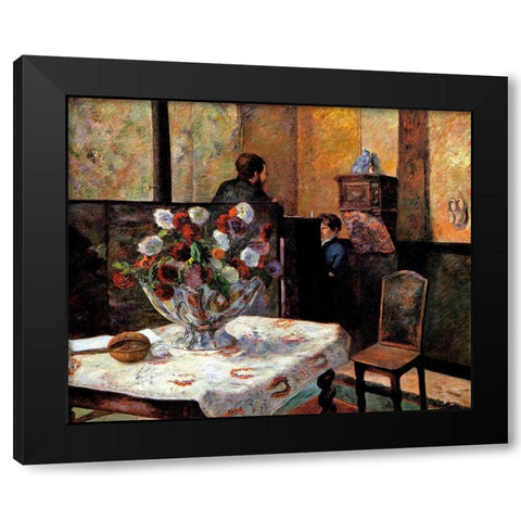 Interior Rue Carcel Black Modern Wood Framed Art Print with Double Matting by Gauguin, Paul