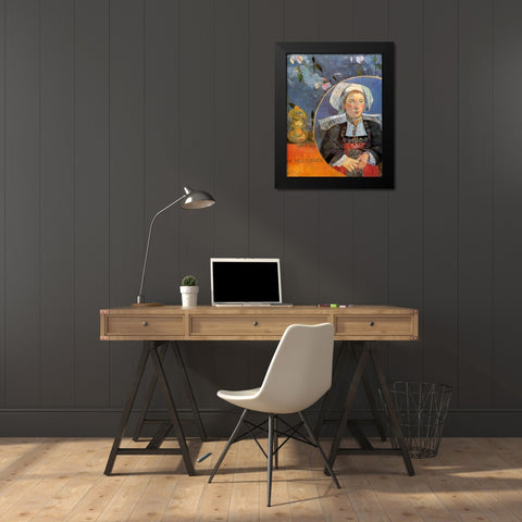La Belle Angele Black Modern Wood Framed Art Print by Gauguin, Paul