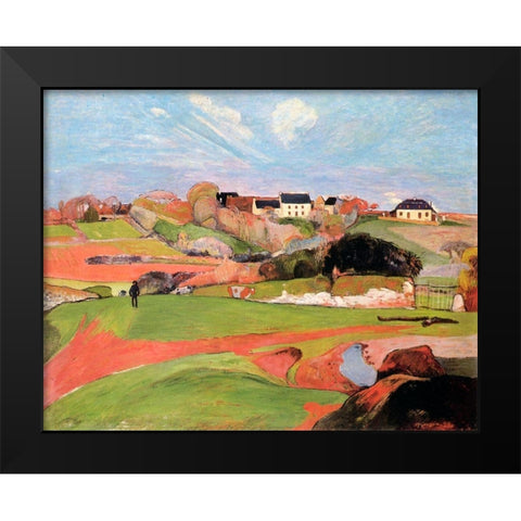 Landscape At Le Poulda Black Modern Wood Framed Art Print by Gauguin, Paul