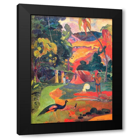 Matamoe Black Modern Wood Framed Art Print with Double Matting by Gauguin, Paul