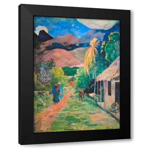 Mountain Road Black Modern Wood Framed Art Print with Double Matting by Gauguin, Paul