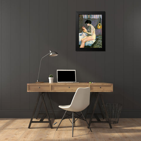 Nude Study Black Modern Wood Framed Art Print by Gauguin, Paul