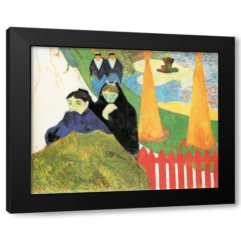 Old Women At Arles Black Modern Wood Framed Art Print by Gauguin, Paul