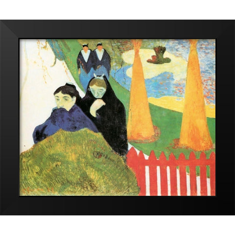 Old Women At Arles Black Modern Wood Framed Art Print by Gauguin, Paul