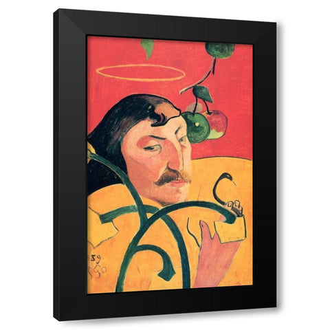 Self Portrait Black Modern Wood Framed Art Print with Double Matting by Gauguin, Paul