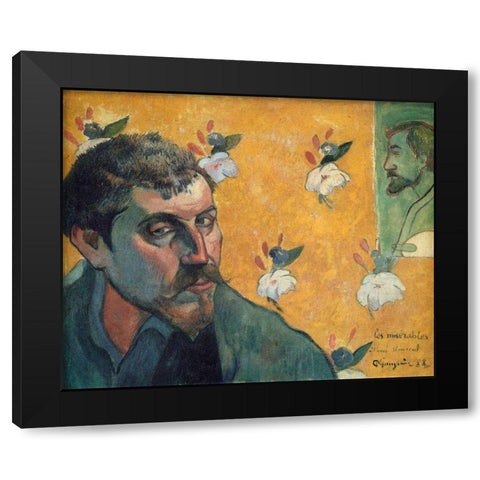 Self Portrait Les Miserables Black Modern Wood Framed Art Print with Double Matting by Gauguin, Paul