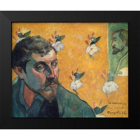 Self Portrait Les Miserables Black Modern Wood Framed Art Print by Gauguin, Paul