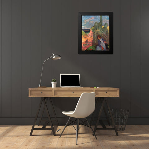 The Green Chist Black Modern Wood Framed Art Print by Gauguin, Paul