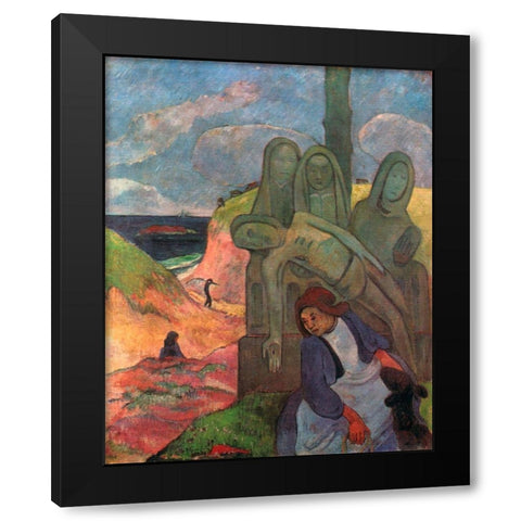 The Green Chist Black Modern Wood Framed Art Print by Gauguin, Paul