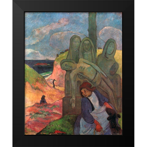The Green Chist Black Modern Wood Framed Art Print by Gauguin, Paul