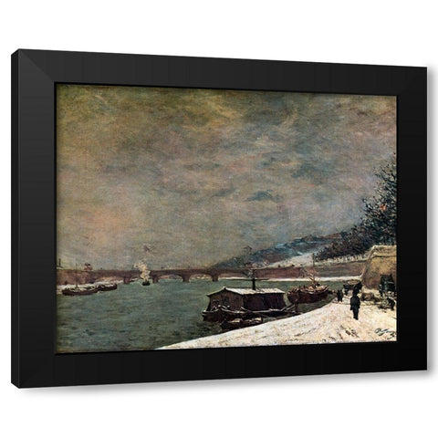 The Seine With The Pont DIena Black Modern Wood Framed Art Print with Double Matting by Gauguin, Paul