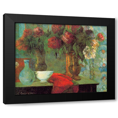 The White Bowl Black Modern Wood Framed Art Print with Double Matting by Gauguin, Paul