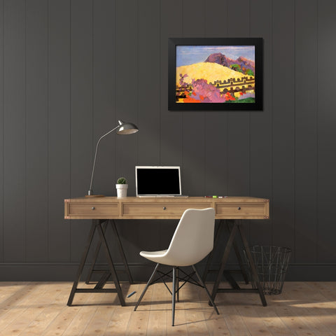 There Is The Temple Black Modern Wood Framed Art Print by Gauguin, Paul