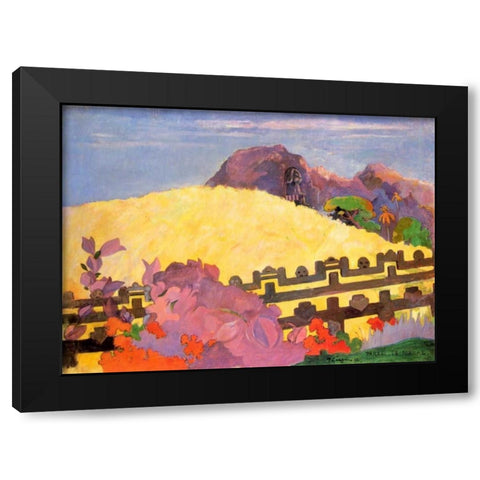 There Is The Temple Black Modern Wood Framed Art Print by Gauguin, Paul
