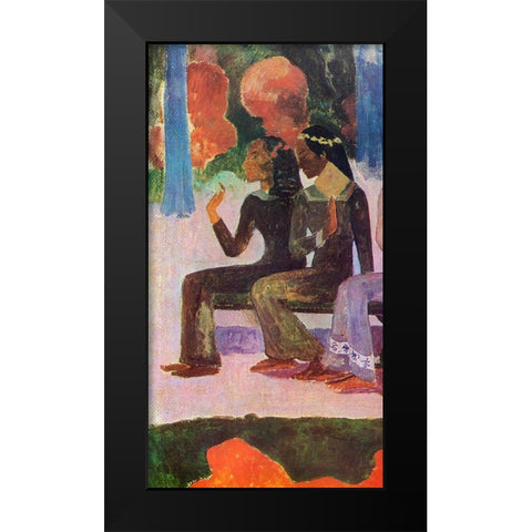 We Shall Not Go To Market Detail 2 Black Modern Wood Framed Art Print by Gauguin, Paul