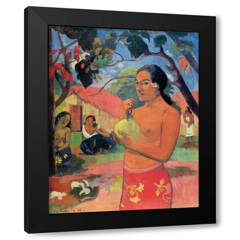 Where Are You Going Black Modern Wood Framed Art Print by Gauguin, Paul