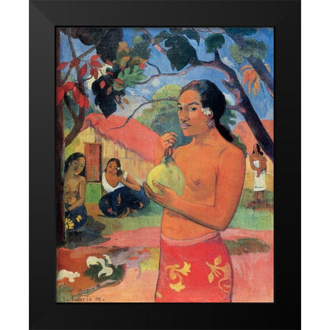 Where Are You Going Black Modern Wood Framed Art Print by Gauguin, Paul