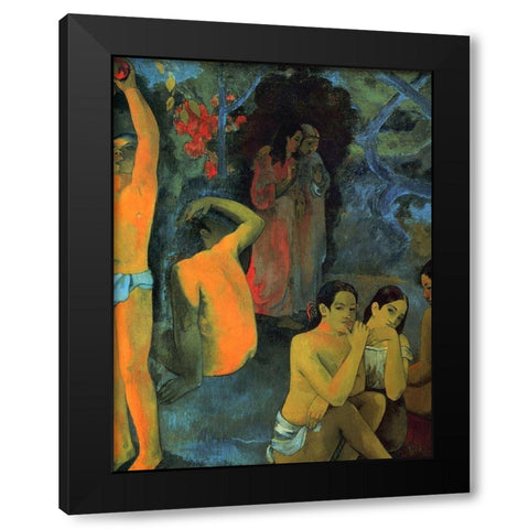 Where Do We Come From Detail 1 Black Modern Wood Framed Art Print by Gauguin, Paul