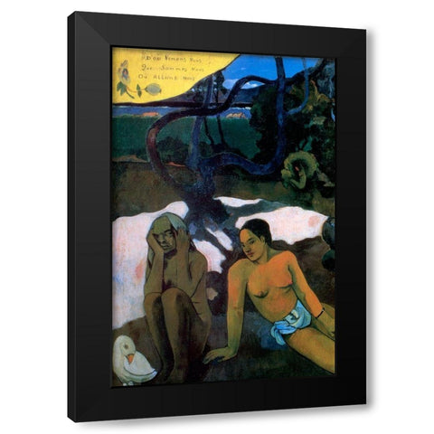 Where Do We Come From Detail 3 Black Modern Wood Framed Art Print with Double Matting by Gauguin, Paul