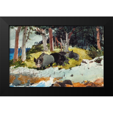 Bermuda Settlers Black Modern Wood Framed Art Print by Homer, Winslow