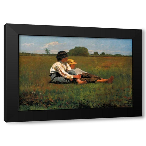 Boys In A Pasture Black Modern Wood Framed Art Print by Homer, Winslow