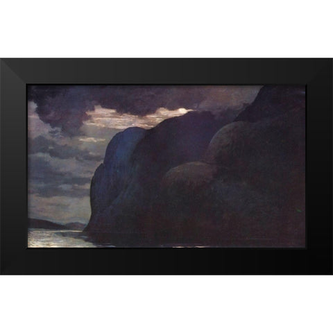 Cape Trinity Saguenay River Moonlight Black Modern Wood Framed Art Print by Homer, Winslow