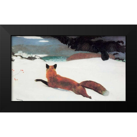 Fox Hunt Black Modern Wood Framed Art Print by Homer, Winslow
