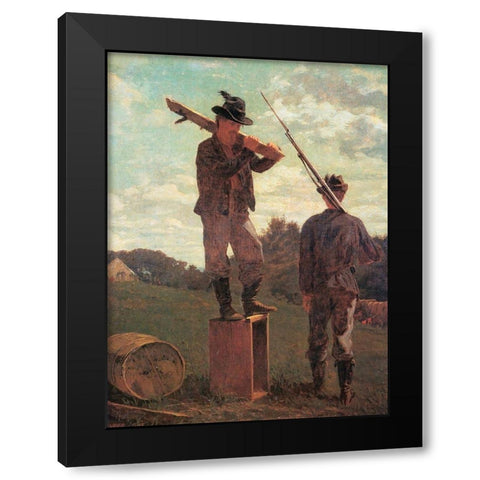 In Front Of The Guard House Black Modern Wood Framed Art Print by Homer, Winslow