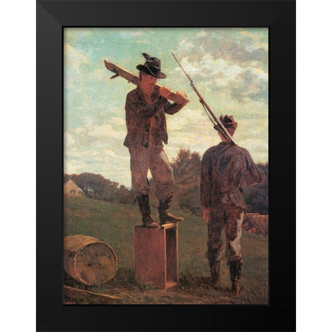 In Front Of The Guard House Black Modern Wood Framed Art Print by Homer, Winslow