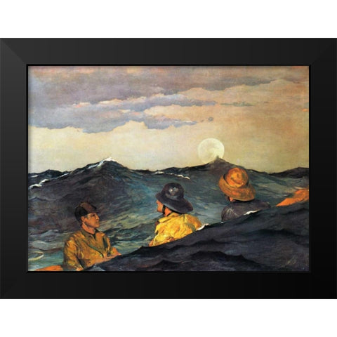 Kissing The Moon Black Modern Wood Framed Art Print by Homer, Winslow