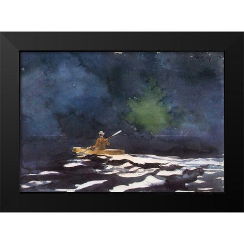 Paddling At Dusk Black Modern Wood Framed Art Print by Homer, Winslow