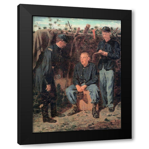 Playing Old Soldier Black Modern Wood Framed Art Print with Double Matting by Homer, Winslow