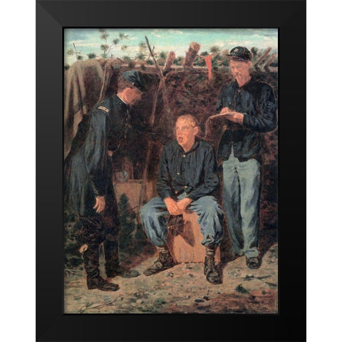 Playing Old Soldier Black Modern Wood Framed Art Print by Homer, Winslow