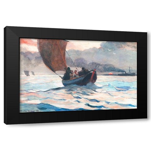 Returning Fishing Boats Black Modern Wood Framed Art Print with Double Matting by Homer, Winslow