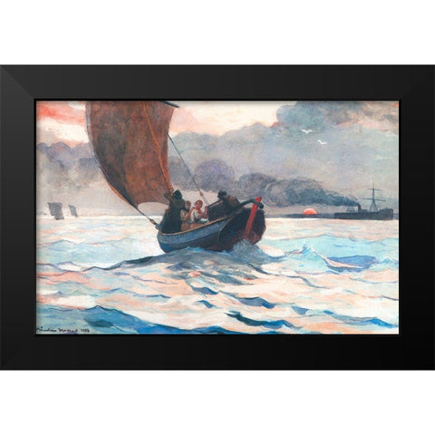 Returning Fishing Boats Black Modern Wood Framed Art Print by Homer, Winslow
