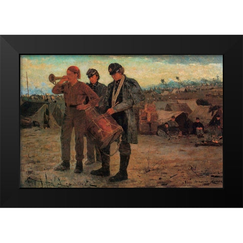Sounding Reveille Black Modern Wood Framed Art Print by Homer, Winslow