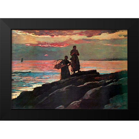 Sunset Saco Bay Black Modern Wood Framed Art Print by Homer, Winslow