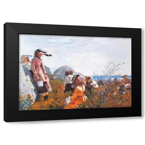 The Berry Pickers Black Modern Wood Framed Art Print with Double Matting by Homer, Winslow